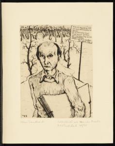 TOMBROCK Hans 1895-1966,Selbstbild mit Vers von Brecht,1940,Wendl DE 2023-10-25