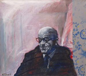 Tomek Michal 1951,Muž v brýlích na zvláštním pozadí,1983,Antikvity Art Aukce CZ 2008-04-13