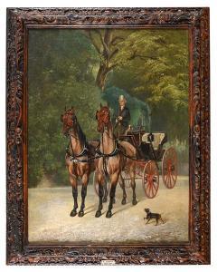 TOMINZ Augusto 1818-1883,VETTURINO SU CARROZZA FERMA IN UN VIALE,20th century,Babuino IT 2022-11-11