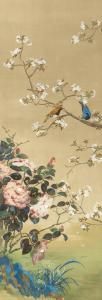 TOMITA Keisen 1879-1936,Cherry blossoms and small birds,Mainichi Auction JP 2023-08-03
