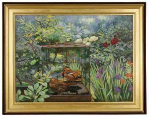 TOMITA Onichiro,Garden with ducks,New Art Est-Ouest Auctions JP 2008-05-25