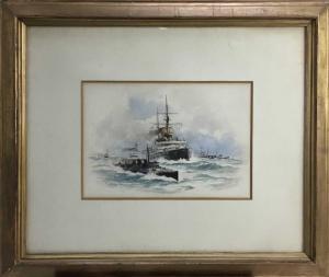 TOMKIN William Stephen 1861-1940,Destroyers at Sea,1902,Reeman Dansie GB 2022-08-21