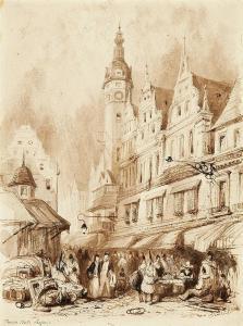 TOMKINS Charles 1757-1823,Market Scene by Leipzig Town Hall,Lempertz DE 2018-05-16