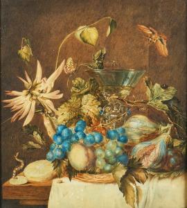 TOMKINS EMMA,Still life with fruit, flowers and butterflies,Bellmans Fine Art Auctioneers 2021-04-21
