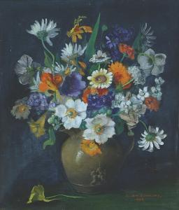 TOMKINS Flora 1872-1960,still life of stocks and marigolds in a vase,Bonhams GB 2003-05-21