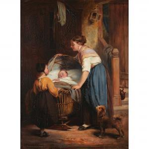 TOMMASO CASTELLINI 1803-1869,Mutter und Kind an der Wiege,1869,Dobiaschofsky CH 2017-05-10