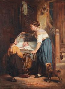 TOMMASO CASTELLINI 1803-1869,Mutter und Kind an der Wiege,1869,Dobiaschofsky CH 2010-11-10