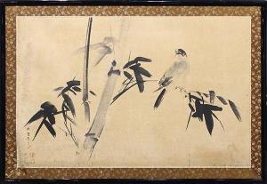TOMOSADA Kano 1700-1800,Paddy Bird on Bamboo branch,Clars Auction Gallery US 2016-04-17