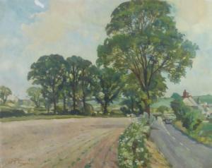 TOMPKIN Linda 1900-1900,Rural landscape with cars and cyclist,Capes Dunn GB 2017-08-15