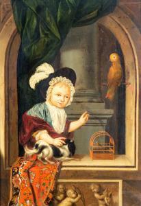 TOORENVLIET ABRAHAM 1682-1735,Jongen met hondje en papegaai,Venduehuis NL 2016-05-25
