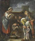 TOORENVLIET Jacob 1640-1719,An old woman handing a coin to a street seller,Bonhams GB 2014-04-15