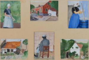 TOOROP Charley,Six children's drawings, amongst others 'Portret v,1904,Venduehuis 2022-11-17