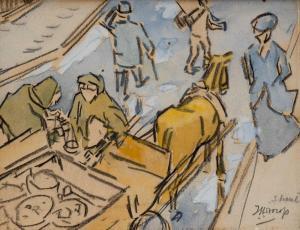TOOROP Jan 1858-1928,A busy street with a horse and cart,Venduehuis NL 2023-11-16