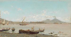 TORCIA Francesco Saverio 1840-1891,Fishing Boats in the Bay of Naples with Vesuviu,Palais Dorotheum 2015-06-30