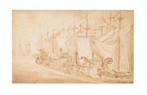 TORELLI Giacomo 1608-1678,A stage design with ships in the roads of Patera,Bonhams GB 2019-04-10