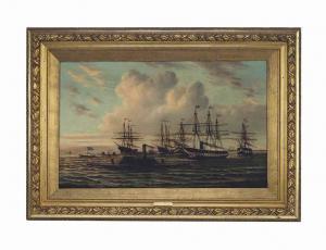 TORGERSON William 1833-1890,Union Fleet in Mobile Bay,Christie's GB 2017-01-19
