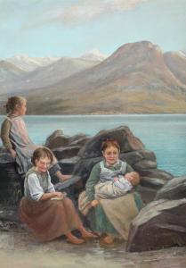 TORNOE Wenzel Ulrik,Mountain scenery with girls sitting at a lake,Bruun Rasmussen 2024-03-11