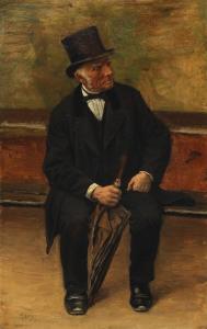 TORNOE Wenzel Ulrik,Portrait of an elder gentleman seating at a bench,Bruun Rasmussen 2024-02-19