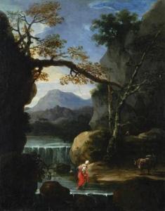 TORREGIANI Bartolomeo 1590-1675,Paesaggio fluviale con figura e arment,Galleria Pananti Casa d'Aste 2018-02-17