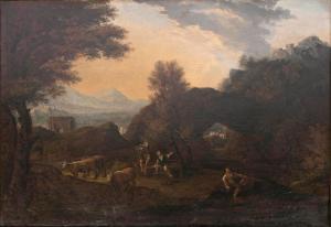 TORREGIANI Bartolomeo 1590-1675,Southern Landscape with Herdsmen by the Water,Stahl DE 2019-04-13