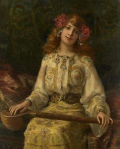 TORRES Antonio 1851-1934,A girl in costume holding a sitar,Rosebery's GB 2021-01-27