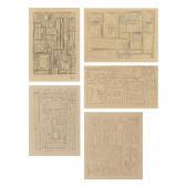 TORRES GARCIA Joaquin,group of five drawings: constructivo with double l,1937,Sotheby's 2003-05-27