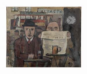 TORRES GARCIA Joaquin 1874-1949,Mesa de café con hombre leyendo,1940,Christie's GB 2015-05-27