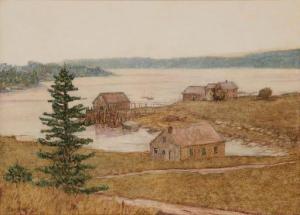 TORREY Elliot Bouton 1867-1949,Fishing shacks along the coast,John Moran Auctioneers US 2021-08-10
