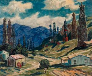 TORREY Elliot Bouton 1867-1949,Oil Derricks, Southern California,Hindman US 2022-11-01