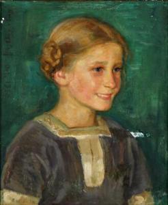 TORSLEFF August,Portrait of a girl in a violet dress and with brai,1913,Bruun Rasmussen 2017-07-03