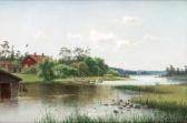 TORSSLOW Harald 1838-1909,Hus vid sjö.,1900,Lilla Bukowskis SE 2007-12-17