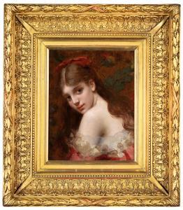 TORTEZ Victor 1843-1890,Girl with Red Ribbon in her Hair,Palais Dorotheum AT 2014-12-09