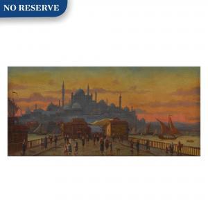 TOSCANI Odoardo 1859-1914,a view of the Galata Bridge at sunset,Sotheby's GB 2021-03-23