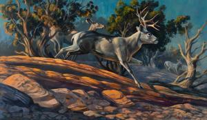 TOSCHIK Larry 1925-2012,Buck and Three Does,1969,Hindman US 2022-05-20