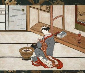 toshun Kano 1747-1797,Courtesan in thoughtful mood,New Art Est-Ouest Auctions JP 2008-10-11