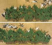 toshun Kano 1747-1797,Cranes and pine trees,Christie's GB 2007-09-18