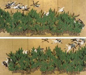 toshun Kano 1747-1797,Cranes and pine trees,Christie's GB 2008-03-18