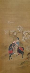 toshun Kano 1747-1797,Samurai on his horse in front of a garden gate bet,Nagel DE 2017-06-16