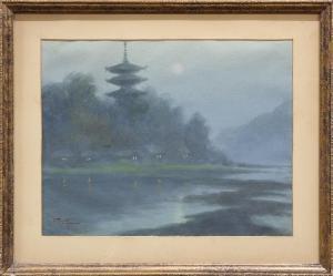 TOSUKE T,Pagoda at Moonlight,Clars Auction Gallery US 2018-11-17