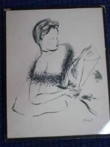 TOUCHAGUES Louis 1893-1974,Femme au journal,Le Calvez FR 2009-09-10