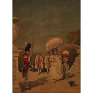 TOUCHEMOLIN Alfred Charley 1829-1907,FRENCH A REGAL PROCESSION ON THE PALACE STEP,1887,Waddington's 2018-06-28