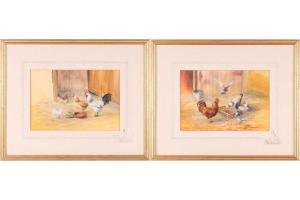TOVEY Keith 1932-2008,a pair of studies of Cockerels and chickens,Dawson's Auctioneers GB 2022-07-28
