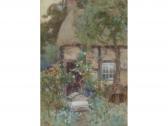 TOWERS Samuel 1862-1943,Thatched cottage and cottage garden with beehive,Capes Dunn GB 2015-05-27