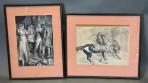 TOWNSEND F.H,Figures Within A Barn; horse and figures fighting,1903/1912,Jacobs & Hunt GB 2021-05-21