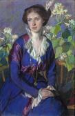 TOWNSHEND Harriet Hockley 1877-1941,Seated Girl in a Blue Dress with Flowers,Adams IE 2016-09-28