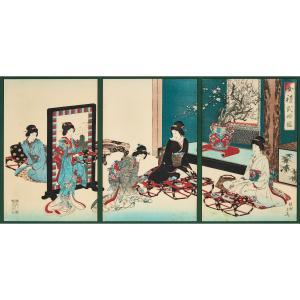 Toyoharu CHIKANOBU Yoshu 1838-1912,s Dishes,1890,Waddington's CA 2024-04-11