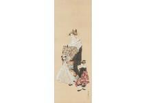 Toyoharu Utagawa 1735-1814,Courtesan and girl,Mainichi Auction JP 2021-07-16