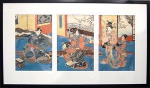 TOYOKUNI KOCHORO 1800-1800,Three Woodblock Prints, the Triptych,Theodore Bruce AU 2019-07-14