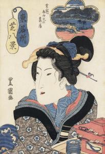 TOYOKUNI UTAGAWA 1777-1835,WILD GEESE DESCENDING TO THE BENZAITEN AT SHIBAYAM,Christie's 2018-12-04