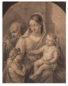 TRACHEL Ercole, Hercule 1820-1872,Saint Famille avec saint Jean-Baptiste,Aguttes FR 2024-03-21